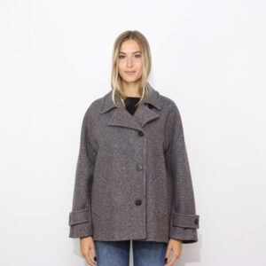 Giaccone Nord in lana e seta diagonale azzurro