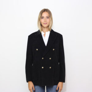 Giacca masculine doppiopetto in corduroy nero