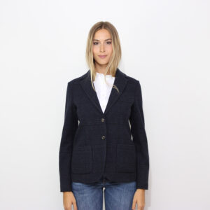 Giacca slim in check lana e cashmere dark blue