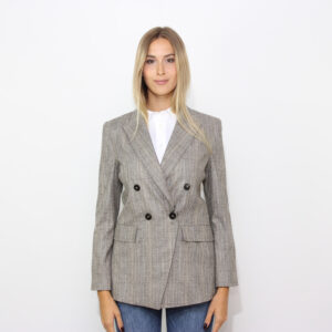 Blazer Rob doppiopetto fluido galles grigio chiaro