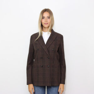 Giacca doppiopetto principe di Galles misto cashmere corteccia