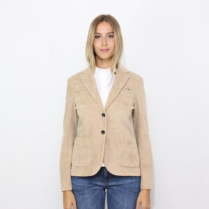 Giacca slim in corduroy sabbia