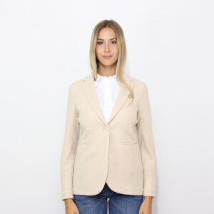 Giacca slim long in tessuto tramato chevron cachemire