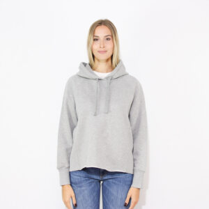 Felpa con cappuccio regular in cotone garzato grigio