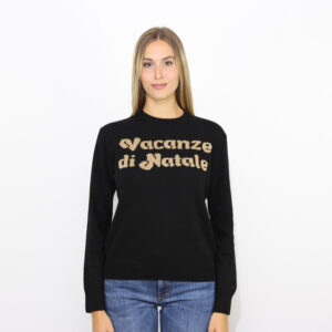 Maglia jacquard Vacanze di Natale logo nero