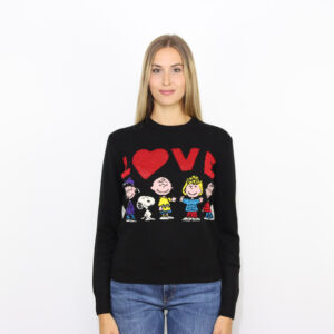 Maglia jacquard Peanuts love nero