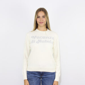 Maglia jacquard Vacanze di Natale logo bianco