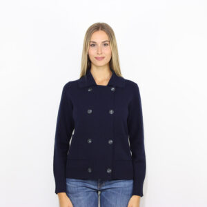 Giacca doppiopetto in lana blu navy