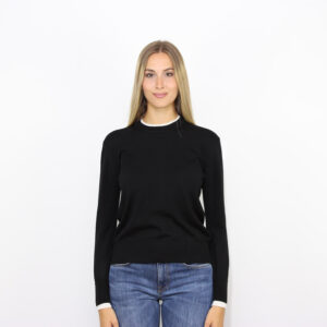 Maglia girocollo con contrasti nero