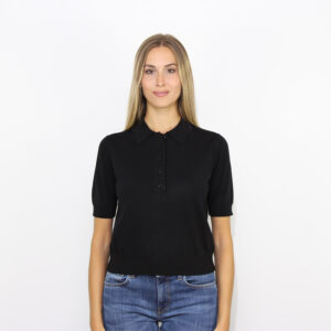 Polo in lana merinos nera