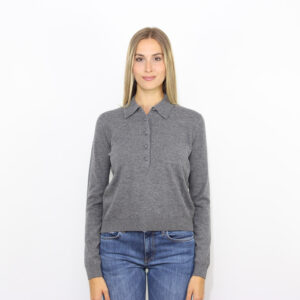 Polo manica lunga in lana grigio