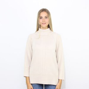 Maglia collo alto con calature stucco