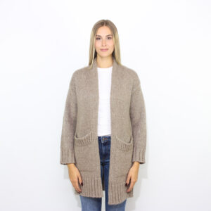 Cardigan lungo soft and shiny tortora