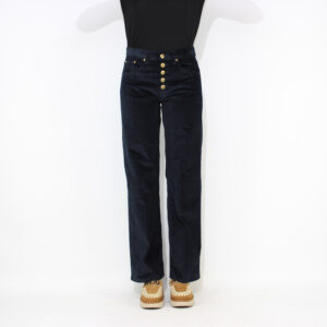 Pantalone wide leg Jacklin in velluto stretch a coste blu navy