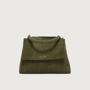 Borsa Sveva Peach media in suede con tracolla bosco