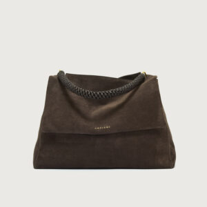 Borsa Sveva Peach large in suede con tracolla testa di moro