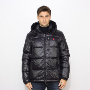 Piumino Gorham lucido con cappuccio staccabile nero