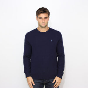 Maglia girocollo in lana hunter navy