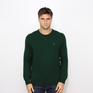 Maglia girocollo in lana moss agate