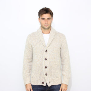 Cardigan collo scialle mouline' naturale