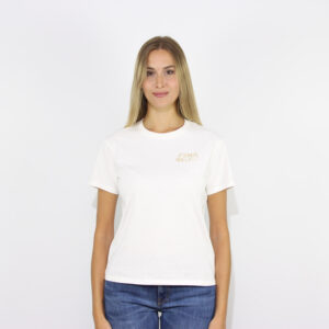 T-shirt in cotone con ricamo lurex sono brillante bianco