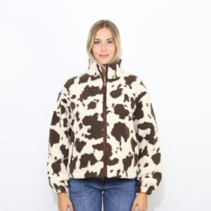 Giubbo Bercy teddy con stampa muccata e dettagli in eco suede