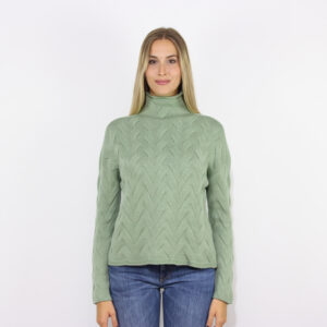 Maglia lupetto con intrecci salvia