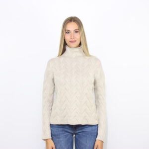 Maglia lupetto con intrecci beige