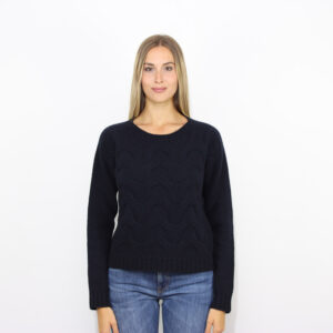 Maglia girocollo motivo intarsio blu navy