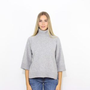 Dolcevita manica a tre quarti grigio melange medio