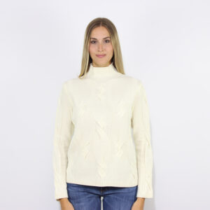 Lupetto a trecce in lana e cashmere latte