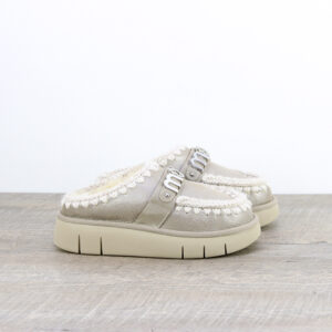 Bounce clog metal logo special leather stone metallic