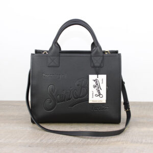 Borsa Vanity bag large in pelle martellata nero