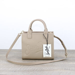 Borsa Vanity bag midi in pelle martellata nocciola