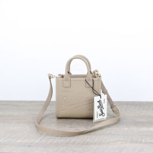 Borsa Vanity bag mini in pelle martellata nocciola