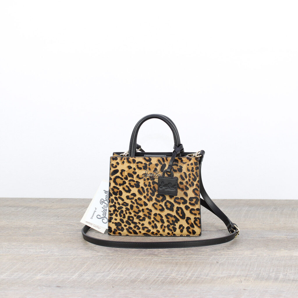 Shop bag Mini in pelle e cavallino leopardato
