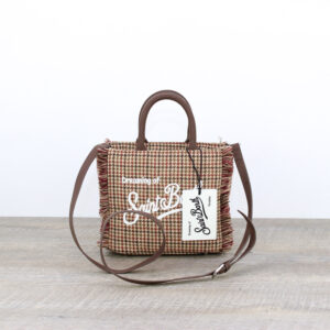 Borsa Vanity mini wool in misto lana pied de poule bordeaux