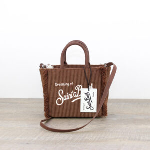 Borsa Vanity mini corduroy in velluto a coste marrone