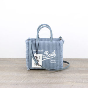 Borsa Vanity mini corduroy in velluto a coste azzurro polvere