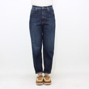 Jeans loose Bessie in denim fisso lavaggio scuro pulito