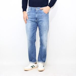 Jeans Ervin loose in denim stretch lavaggio medio chiaro pulito