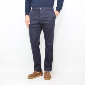 Pantalone Gray Regular in twill stretch di cotone e lyocell blu