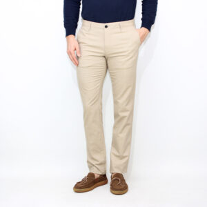 Pantalone slim fit in tessuto two tone tinto filo stretch sabbia