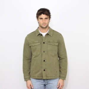 Giacca overshirt regular in bull stretch vintage verde