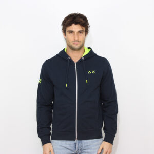 Felpa con cappuccio full zip Sun68 fluo blu navy