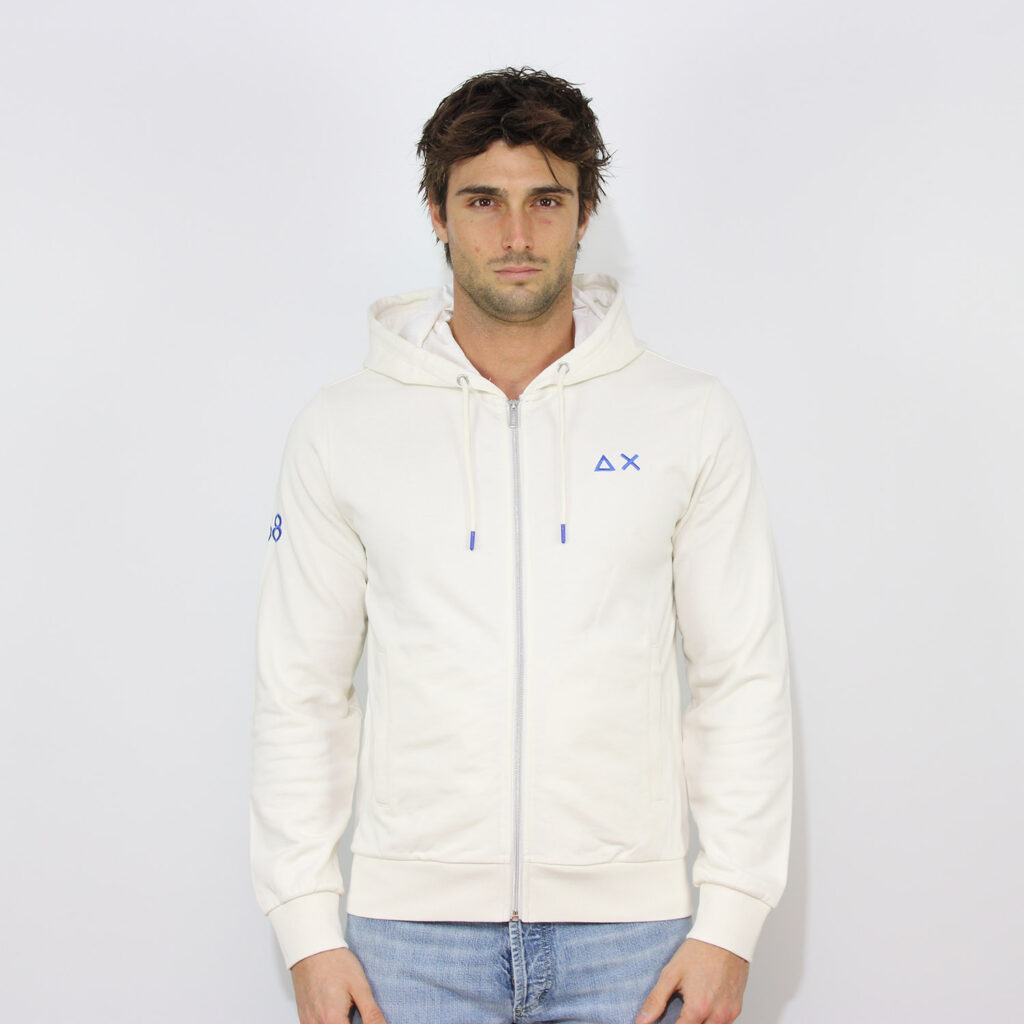 Felpa con cappuccio full zip Sun68 fluo bianco