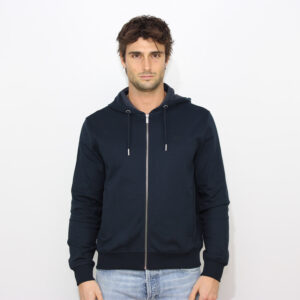Felpa con cappuccio full zip tech blu navy