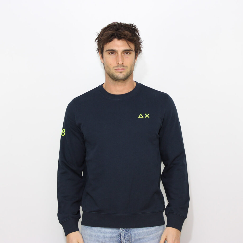 Felpa girocollo Sun68 fluo blu navy