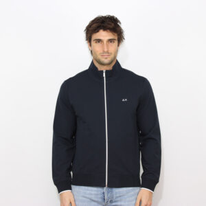 Felpa full zip piquet small stripes blu navy