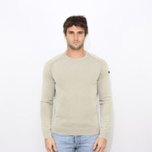 Maglia techno wash round 14 knit white sand